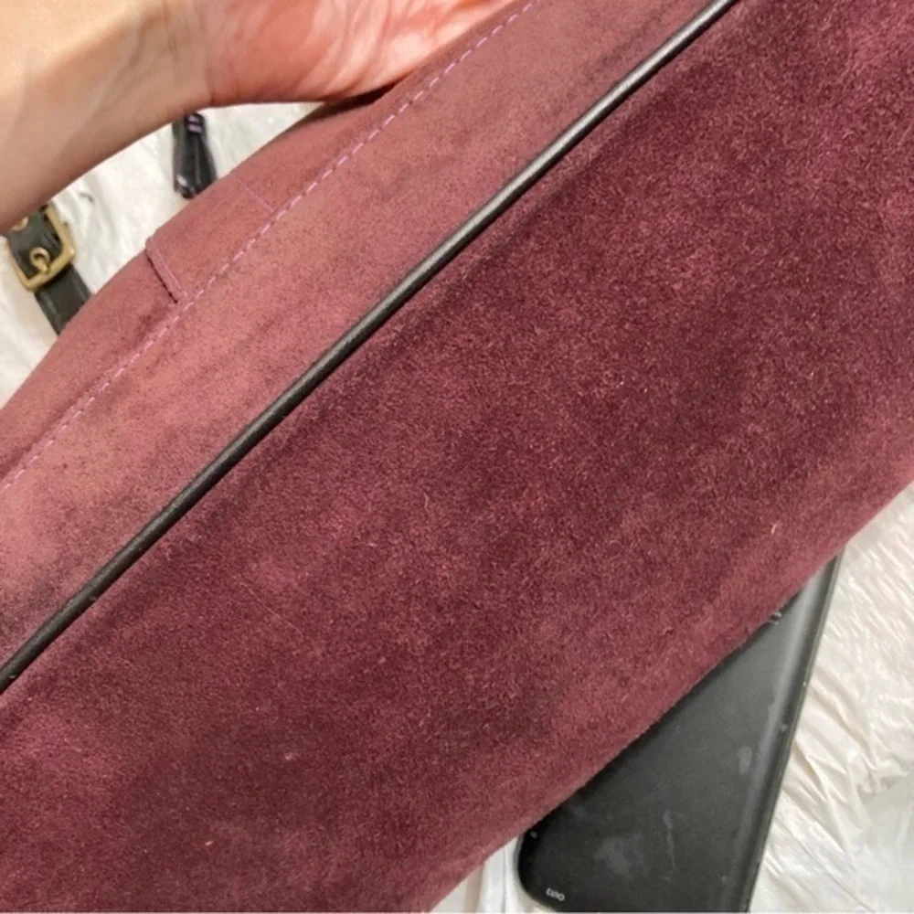 Vintage Coach 7477 Suede Tassel Satchel Bag burgundy/purple